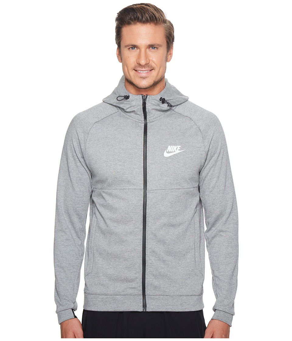 Nike Sportswear Advance 15 Full Zip Hoodie (Dark Grey Heather/Black/White) Men