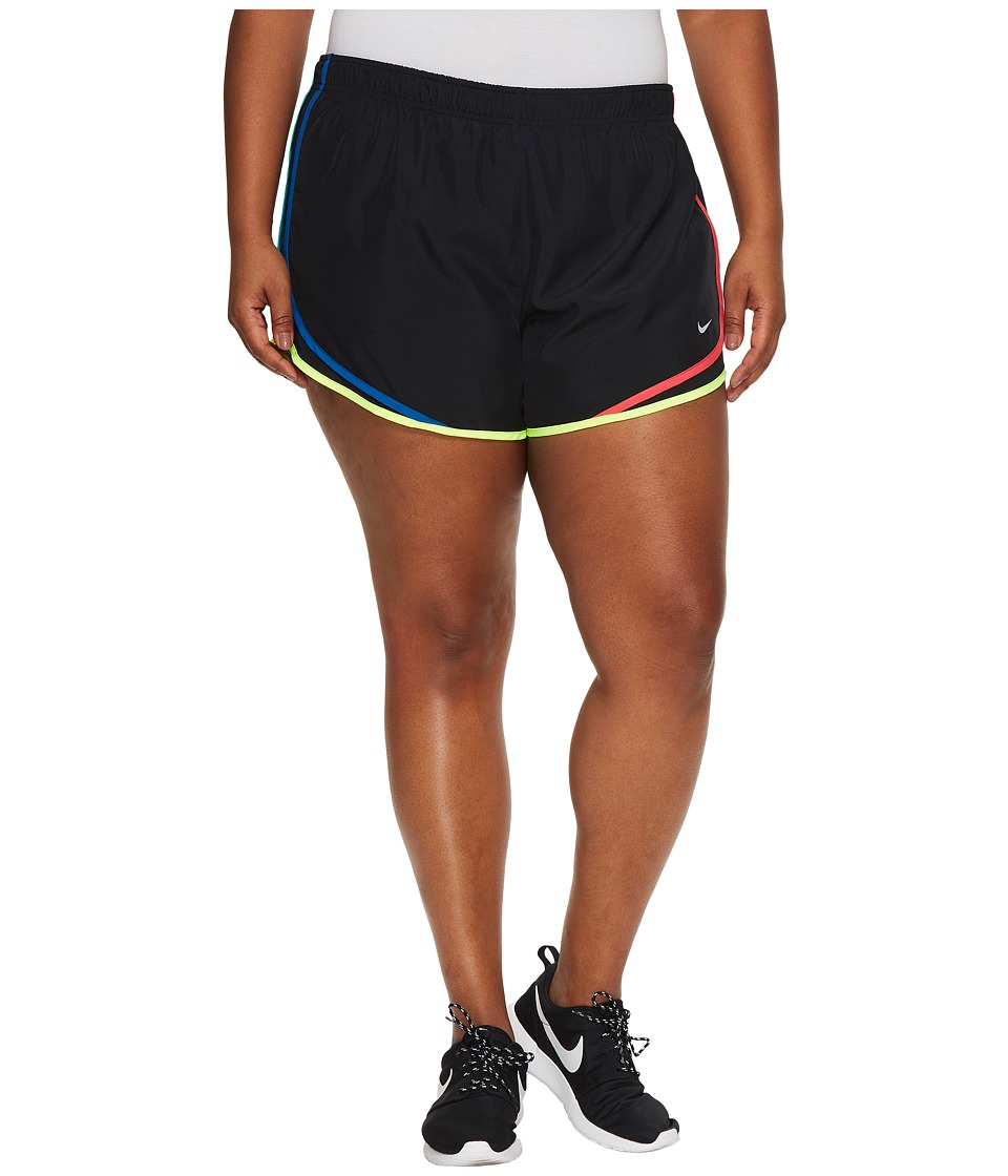 Nike Dry Tempo 3 Running Short (Size 1X-3X) (Black/Black/Blue Jay/Wolf Grey) Women