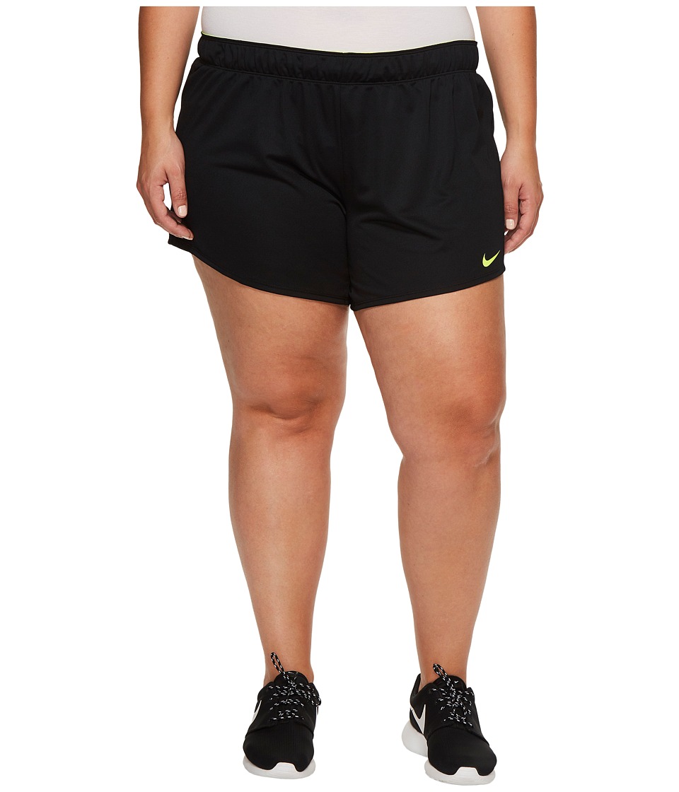 Nike Dry Training Short (Size 1X-3X) (Black/Volt/Volt) Women