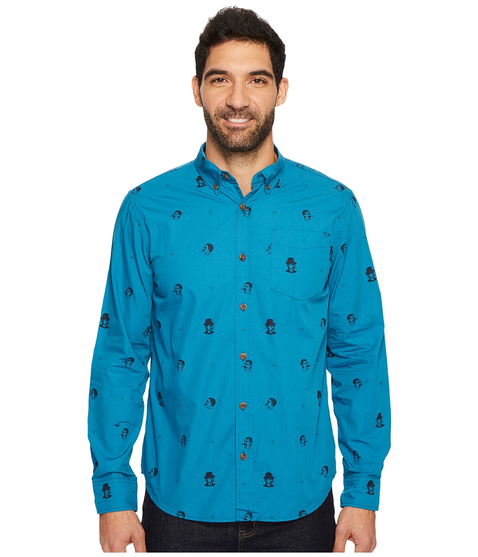 Prana Broderick Slim Long Sleeve Shirt (River Rock Blue) Men