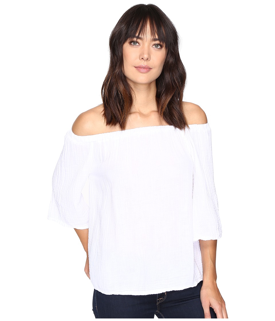 Michael Stars Double Gauze Off Shoulder Top (White) Women