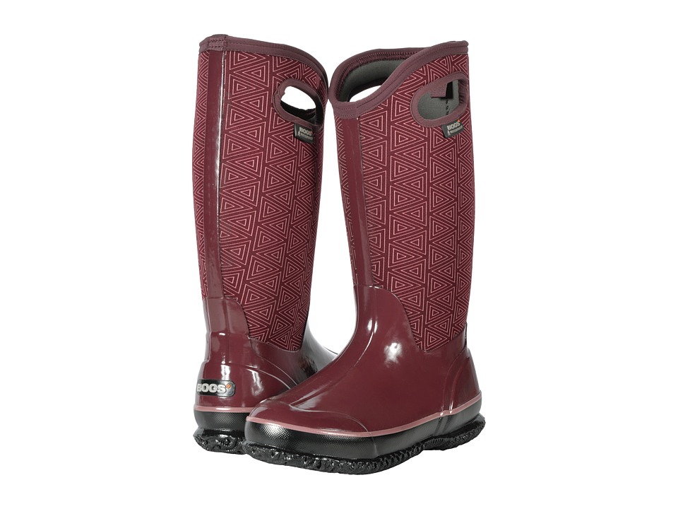 Bogs Classic Tall (Plum Multi Triangles) Women