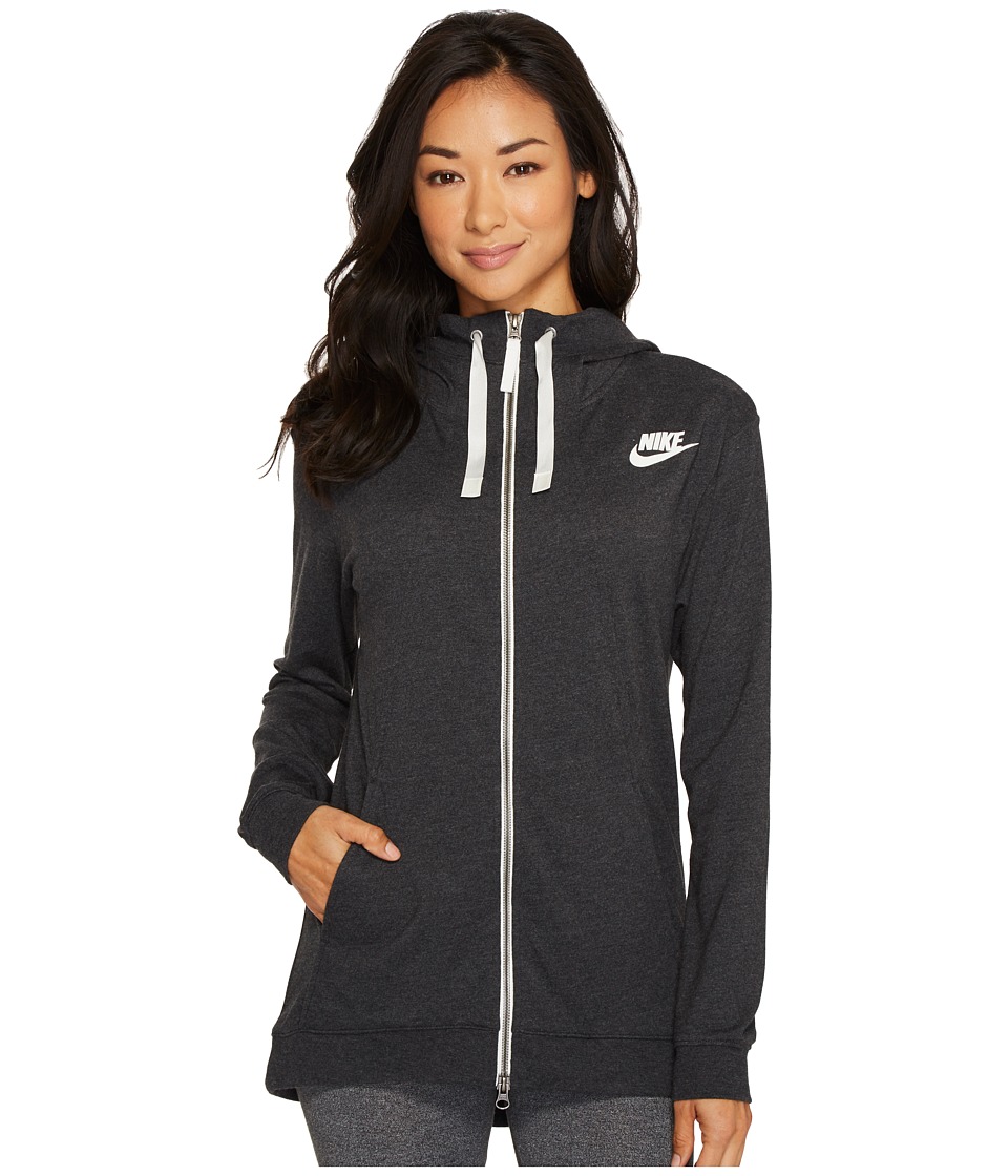Nike Sportswear Gym Classic Full Zip Hoodie (Black/Heather/Sail) Women