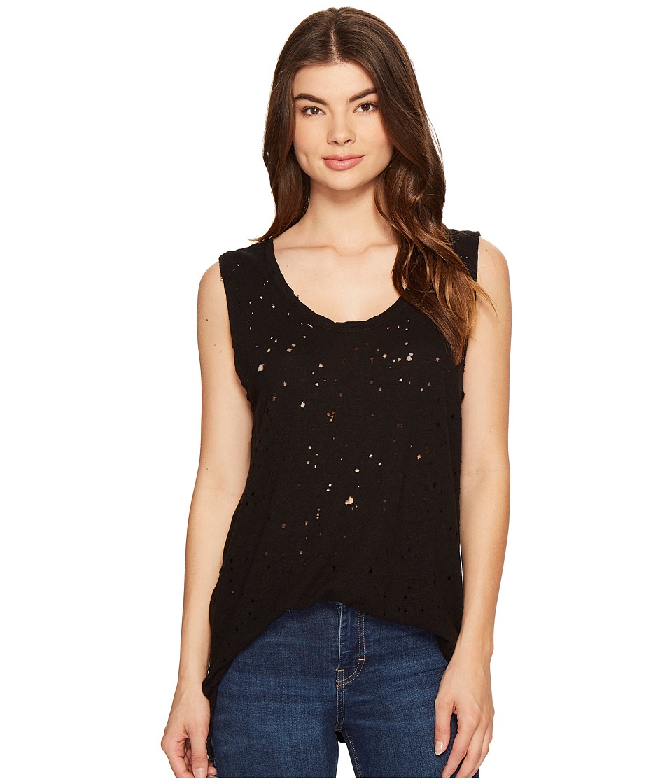 Michael Stars Ripped Textured Jersey Muscle Tank Top (Black) Women