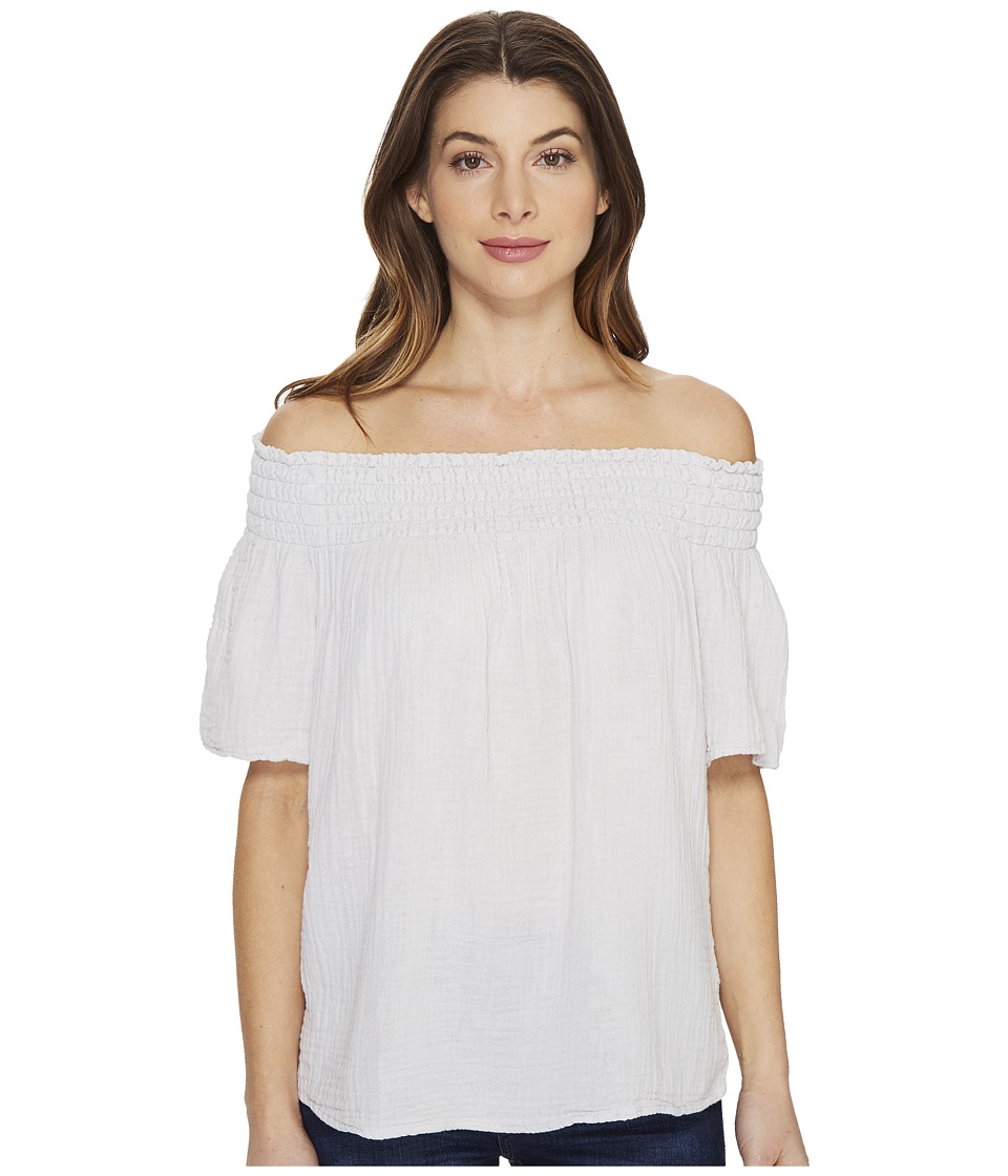 Michael Stars Double Gauze Smocked Off Shoulder (Crescent) Women