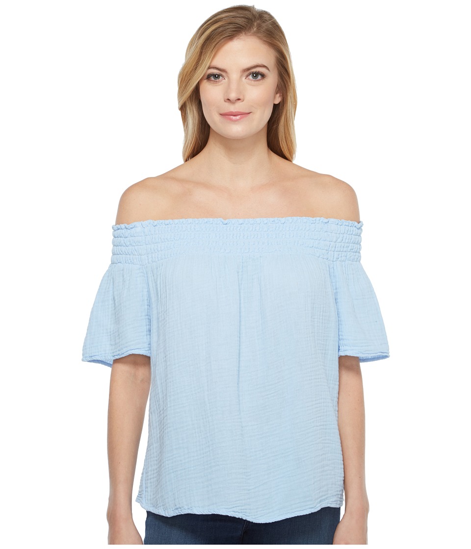 Michael Stars Double Gauze Smocked Off Shoulder (Sea Breeze) Women