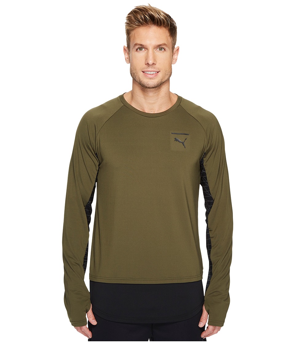 PUMA Evo Long Sleeve Grid (Olive Night) Men