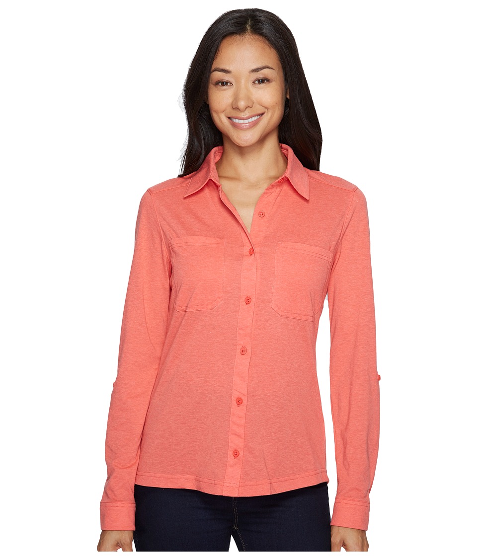 Columbia Saturday Trail Knit Long Sleeve Shirt (Red Coral Heather) Women