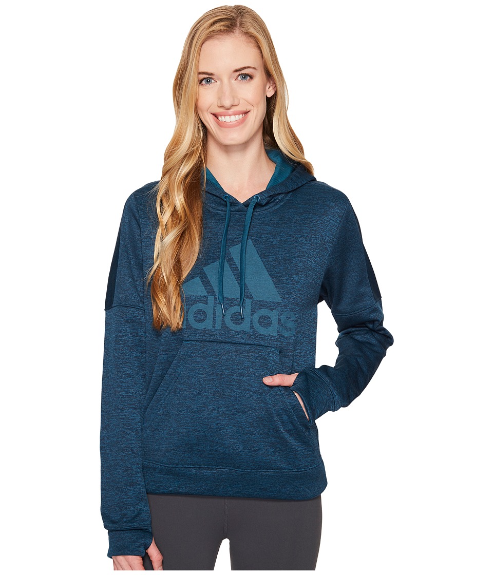 adidas Team Issue Fleece Pullover Logo Hoodie (Petrol Night Melange/Petrol Night Melange/Petrol Night) Women