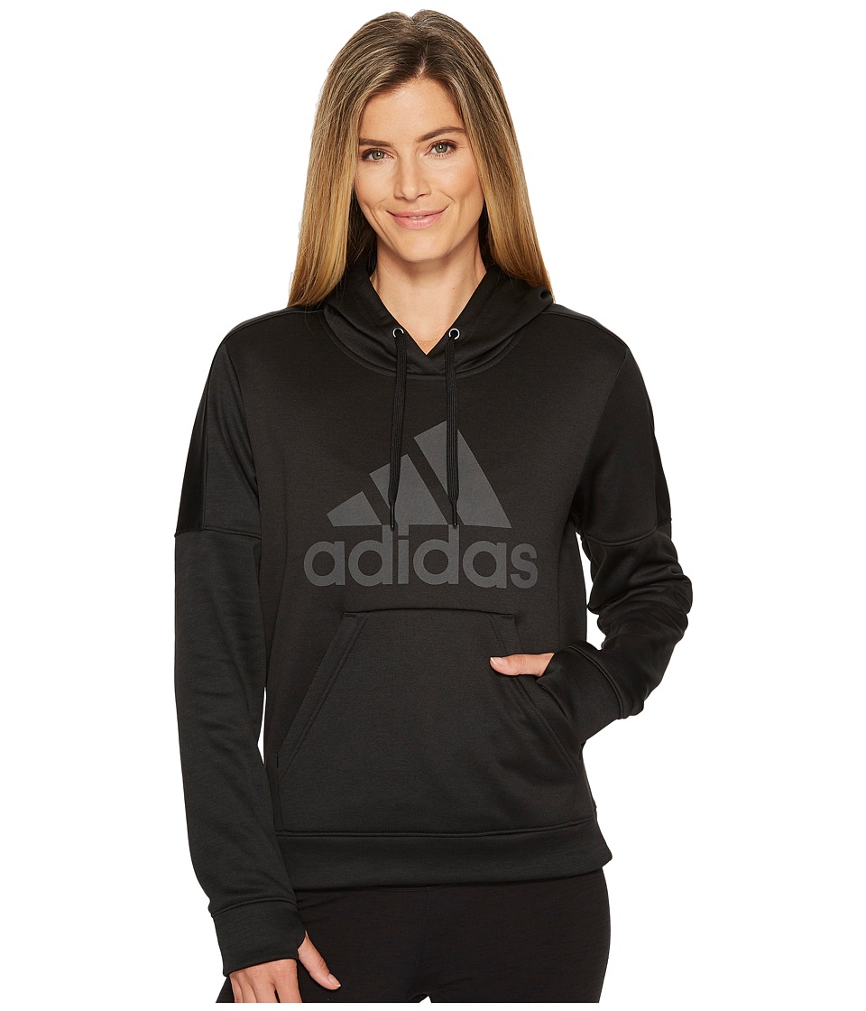 adidas Team Issue Fleece Pullover Logo Hoodie (Black Melange/Black Melange/Black) Women