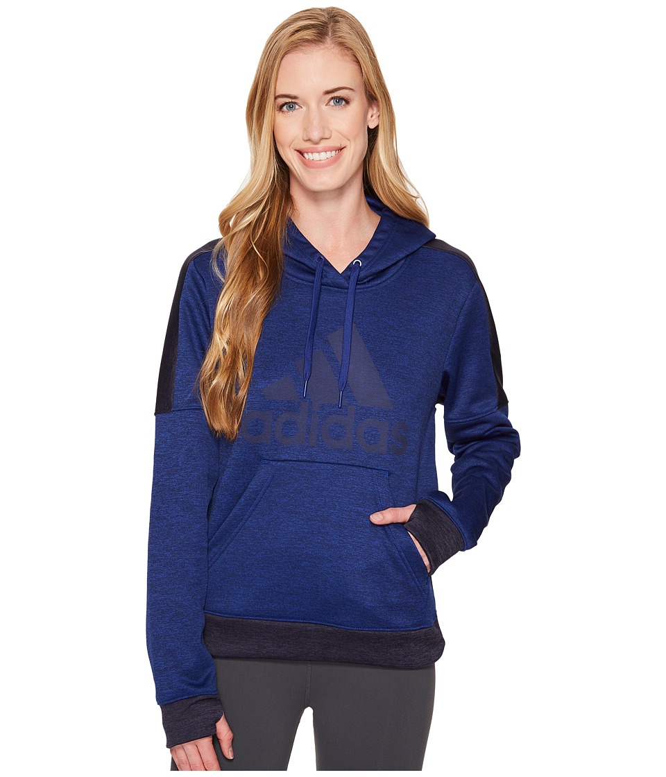 adidas Team Issue Fleece Pullover Logo Hoodie (Mystery Ink Melange/Noble Ink Melange/Mystery Ink) Women