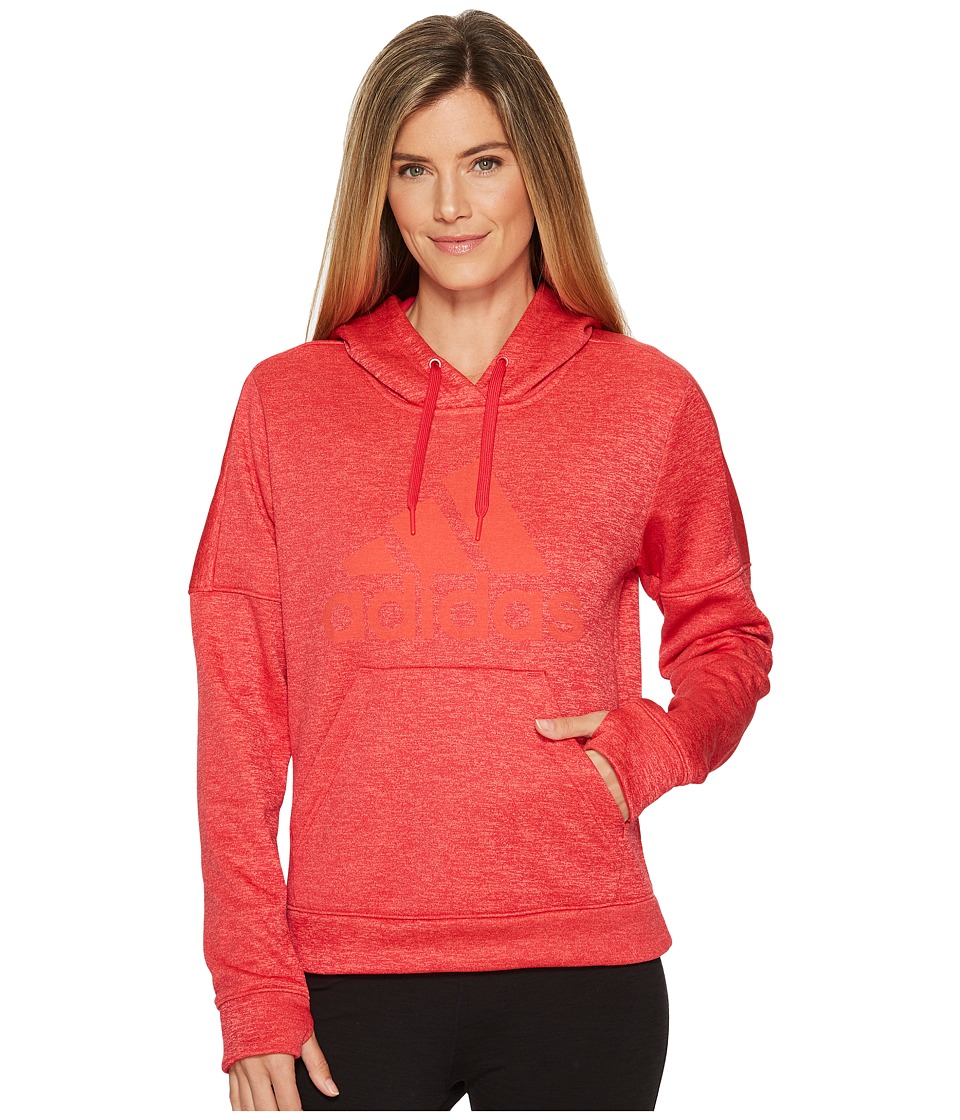 adidas Team Issue Fleece Pullover Logo Hoodie (Energy Pink Melange/Energy Pink Melange/Easy Coral) Women
