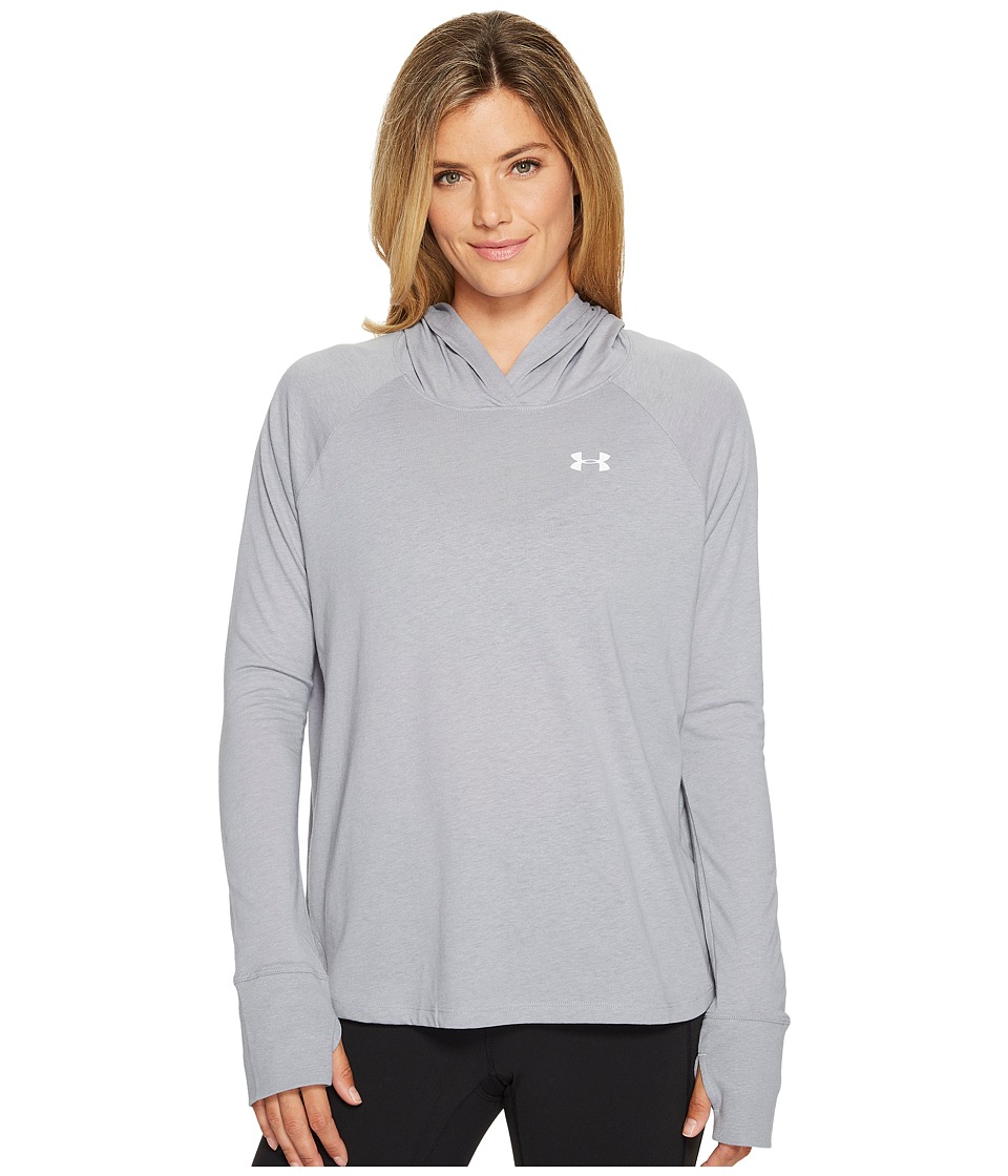 Under Armour Long Sleeve T-Shirt Hoodie (True Gray Heather/Graphite) Women