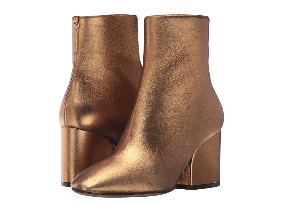 Salvatore Ferragamo Calfskin Mid-Heel Bootie (Bronzo Nappa Silk) Women