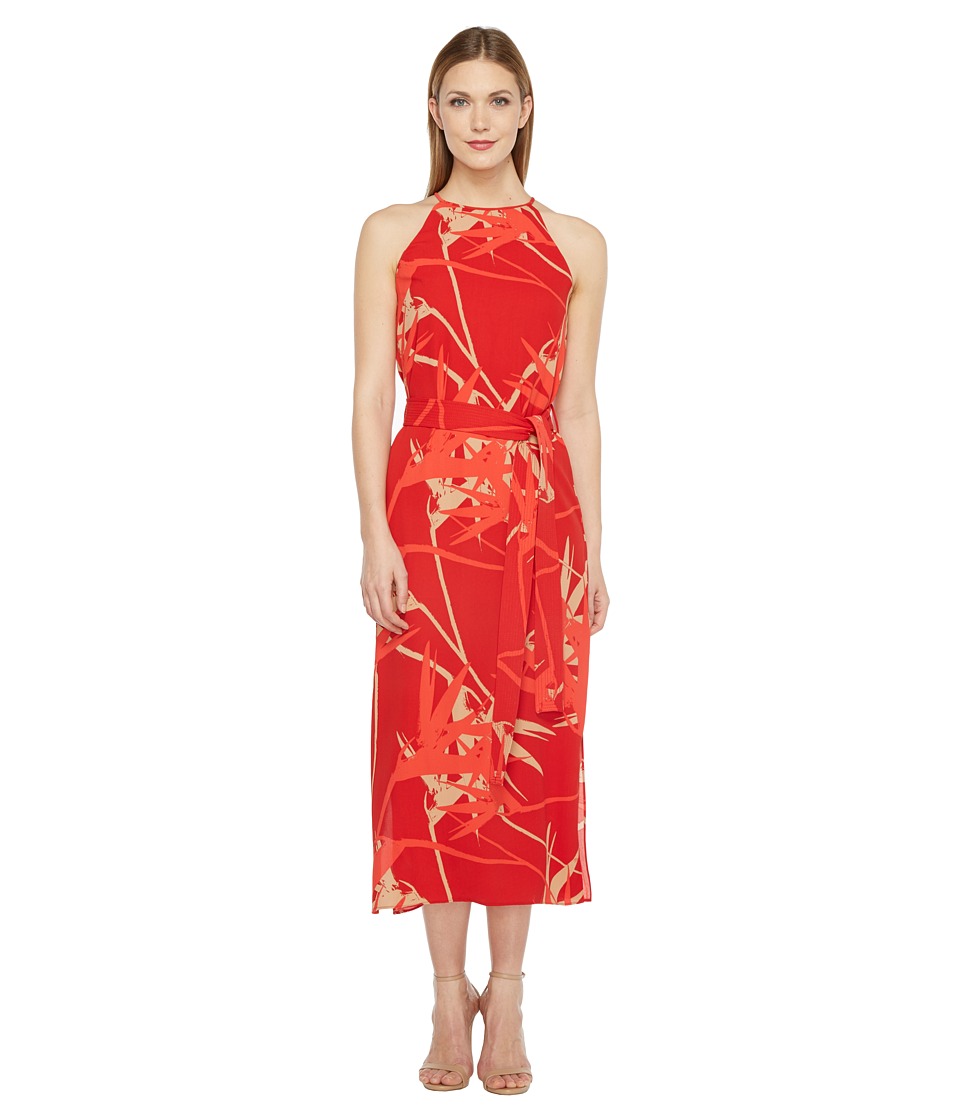 Halston Heritage Sleeveless High Neck Printed Slip Dress Halston Heritage Sleeveless High Neck Printed Slip Dress