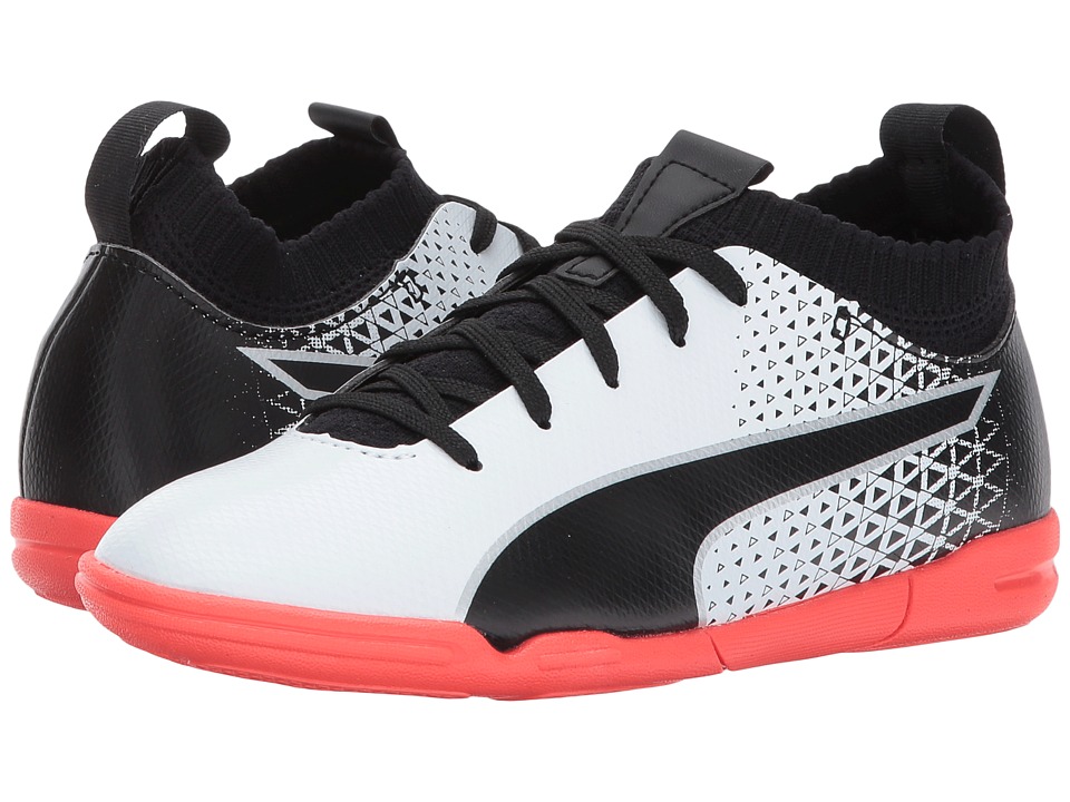 Puma Kids evoKnit FTB IT (Little Kid/Big Kid) (Puma White/Puma Black/Fiery Coral) Kids Shoes