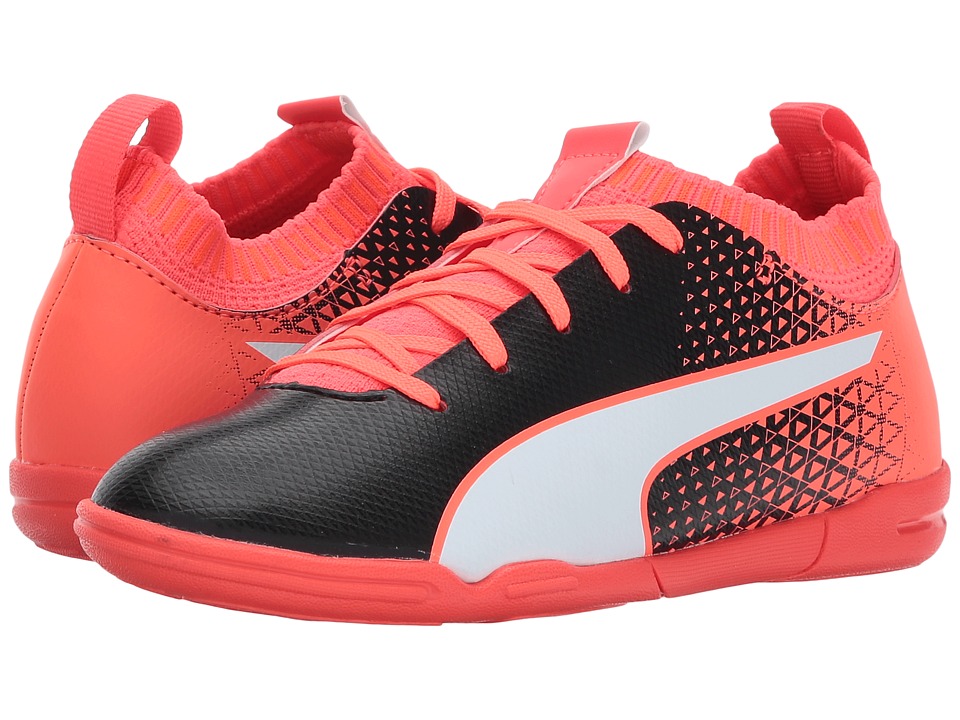 Puma Kids evoKnit FTB IT (Little Kid/Big Kid) (Puma Black/Puma White/Fiery Coral) Kids Shoes
