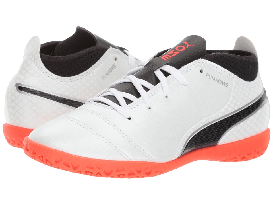Puma Kids ONE 17.4 IT (Little Kid/Big Kid) (Puma White/Puma Black/Fiery Coral) Kids Shoes