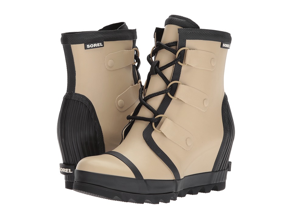 SOREL Joan Rain Wedge Felt (Beach/Black) Women