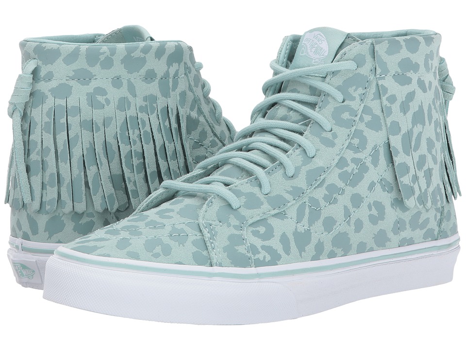 Vans Kids Sk8-Hi Moc (Little Kid/Big Kid) ((Leopard Suede) Harbor Gray) Girls Shoes