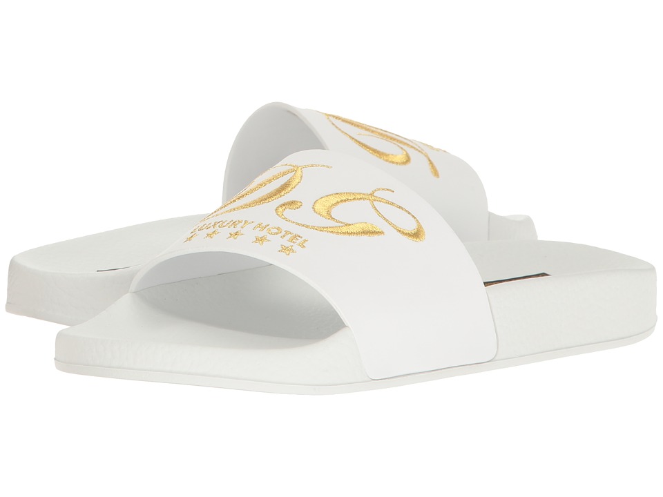 Dolce & Gabbana Rubberized Leather DG Pool Slide (White) Women