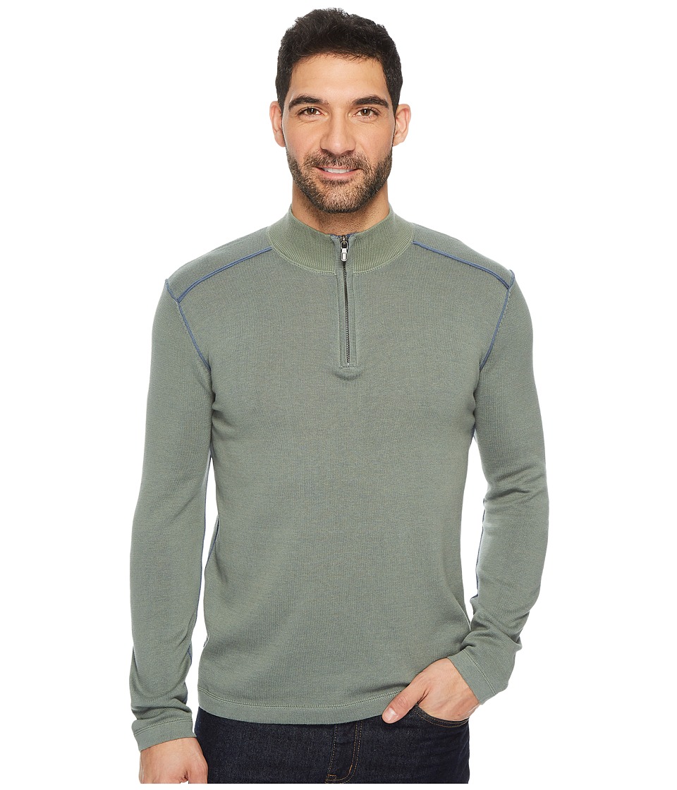 Ecoths Noah Zip Neck Sweater (Agave Green) Men