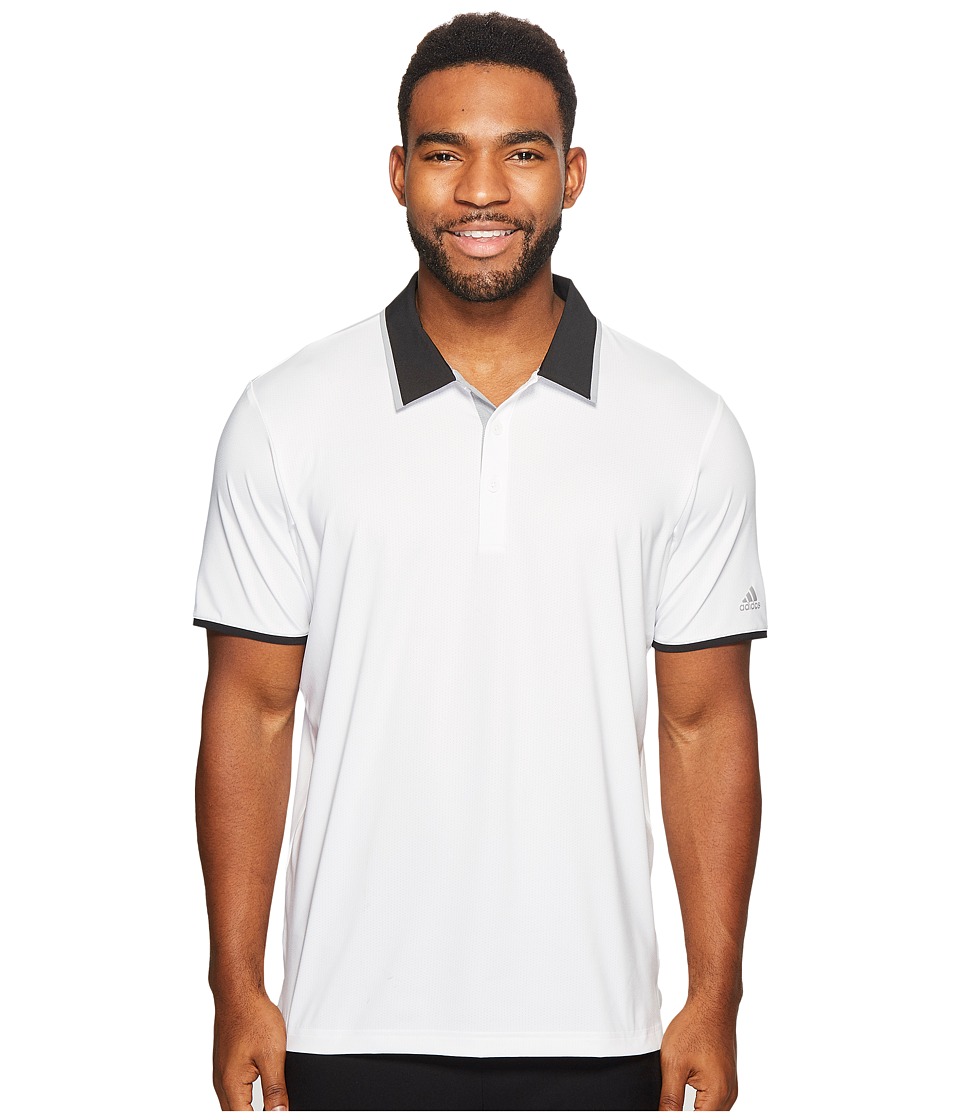 adidas Golf Climacool Performance Polo (White/Black/Mid Grey) Men