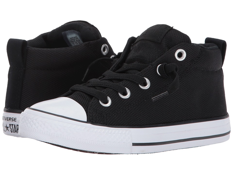 Converse Kids Chuck Taylor All Star Street Basket Weave Mid (Little Kid/Big Kid) (Black/Black/White) Boy