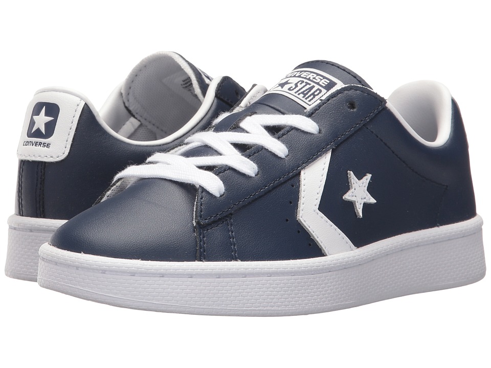Converse Kids PL 76 Foundational Leather Ox (Little Kid/Big Kid) (Midnight Navy/White/White) Boy