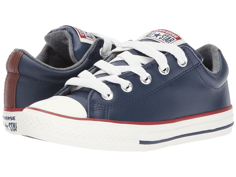 Converse Kids Chuck Taylor All Star Street Leather and Fleece Slip (Little Kid/Big) (Midnight Navy/Terra Red/Egret) Boys Shoes