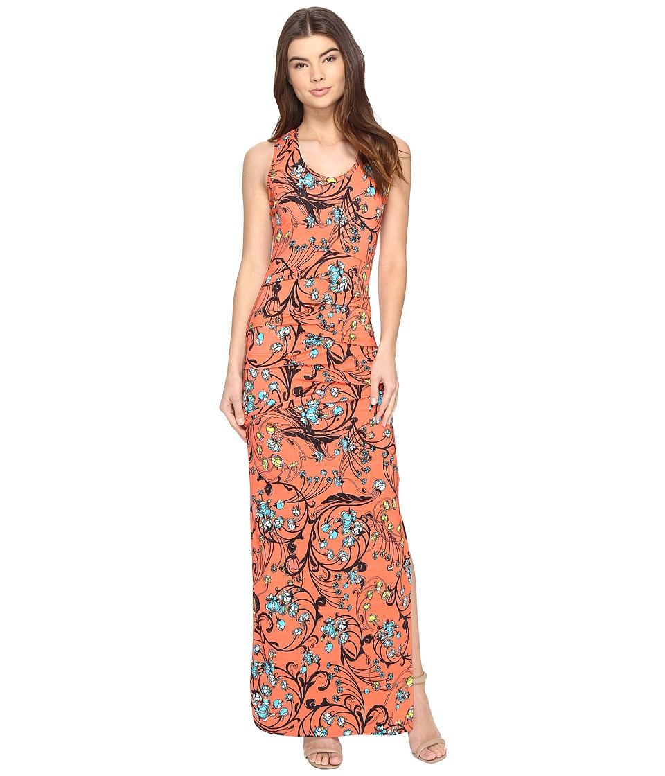 Nicole Miller Floral Nouveau Vanessa Maxi Hot Coral Dress Nicole Miller Floral Nouveau Vanessa Maxi Hot Coral Dress