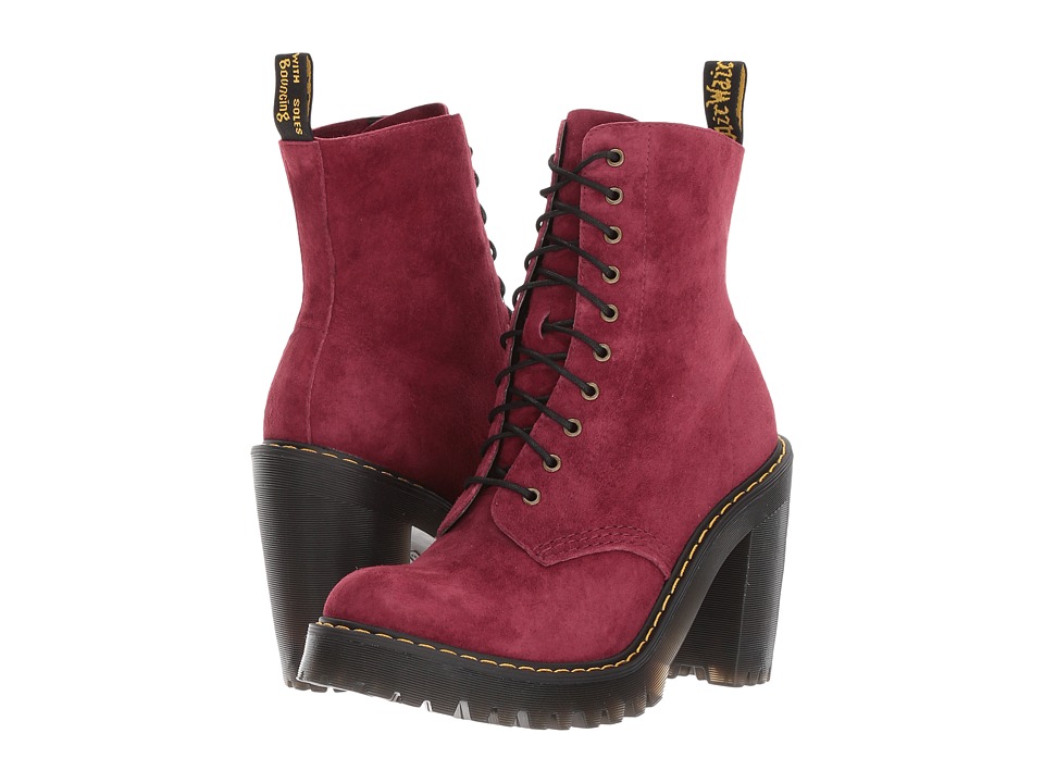 Dr. Martens Kendra 10-Eye Boot (Wine Soft Buck) Women