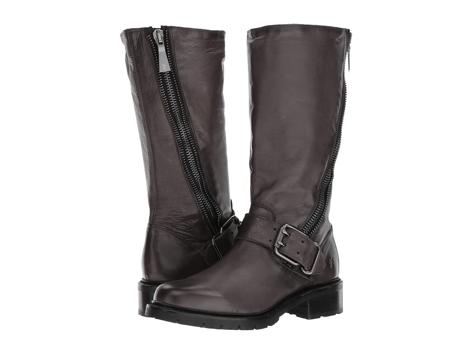 Frye Samantha Zip Tall (Charcoal Polished Soft Full Grain) Women