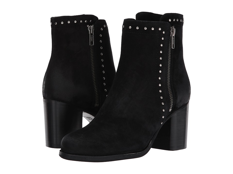 Frye Addie Stud Double Zip (Black Soft Oiled Suede) Women