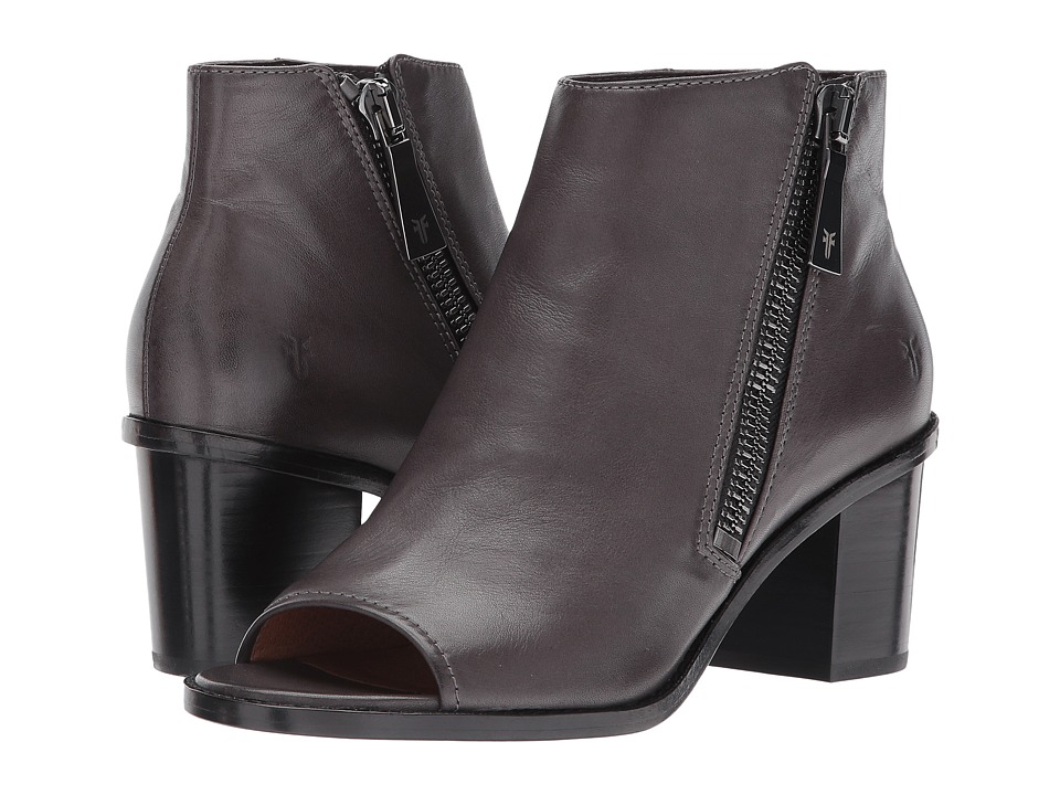 Frye Brielle Zip Peep Bootie (Charcoal Polished Soft Full Grain) Women
