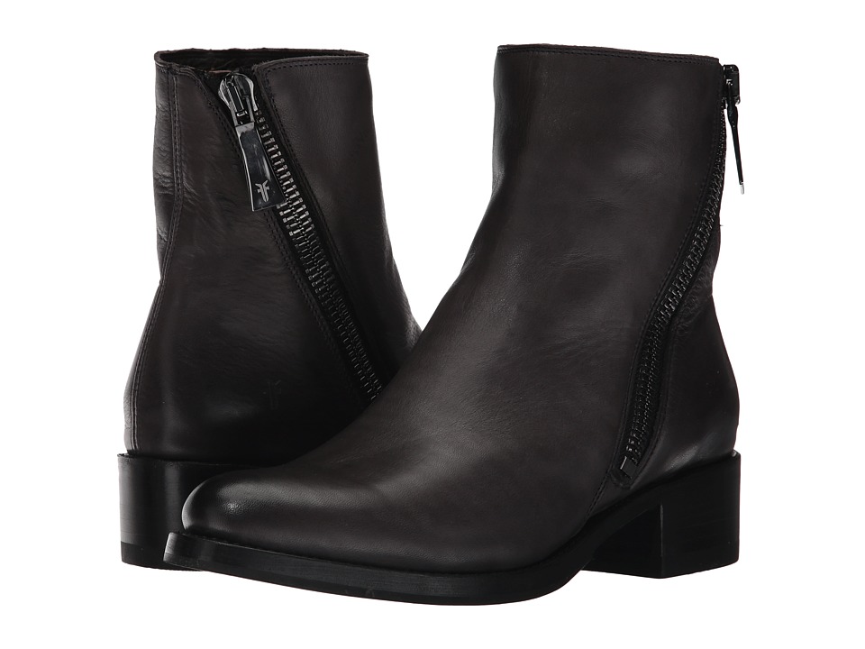 Frye Demi Zip Bootie (Charcoal Polished Soft Full Grain) Women