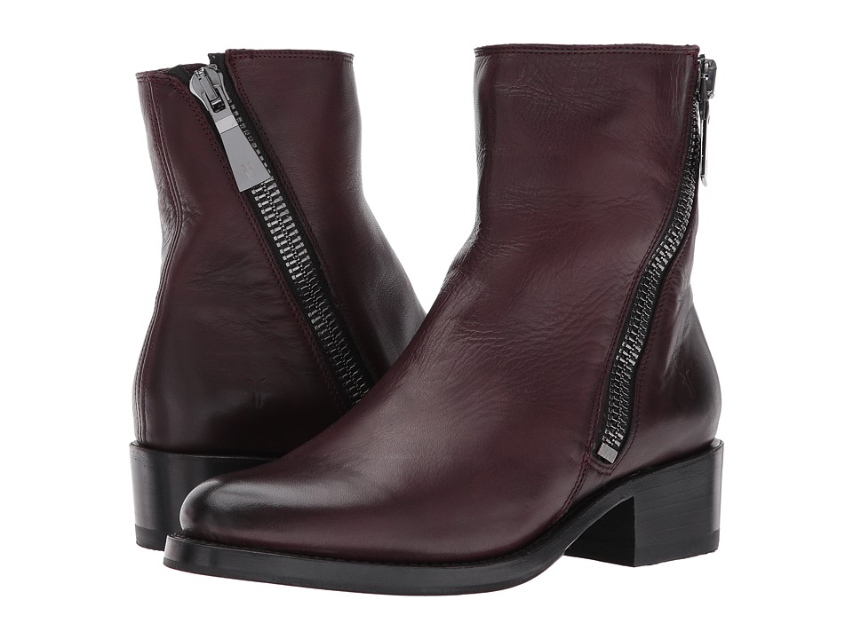 Frye Demi Zip Bootie (Wine Polished Soft Full Grain) Women