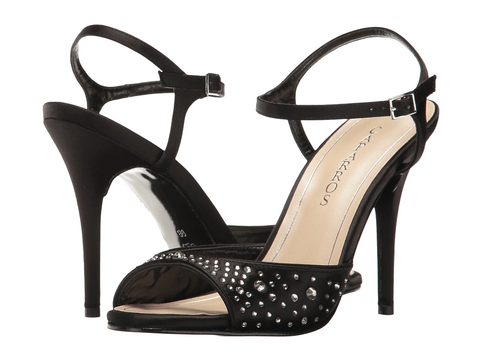black satin high heel shoes