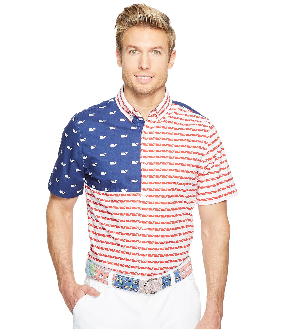 Vineyard Vines USA Whale Short Sleeve No Pocket Murray Shirt (White Cap) Men