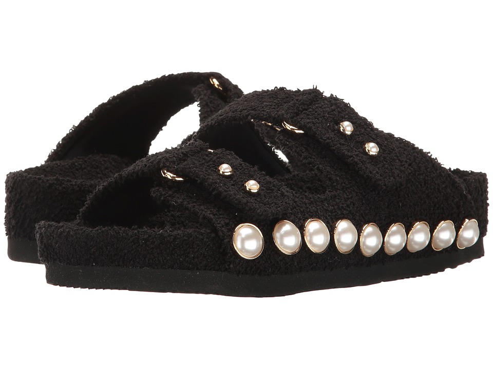 Suecomma Bonnie Jewel Ornament Cotton Slide Sandal (Black) Women