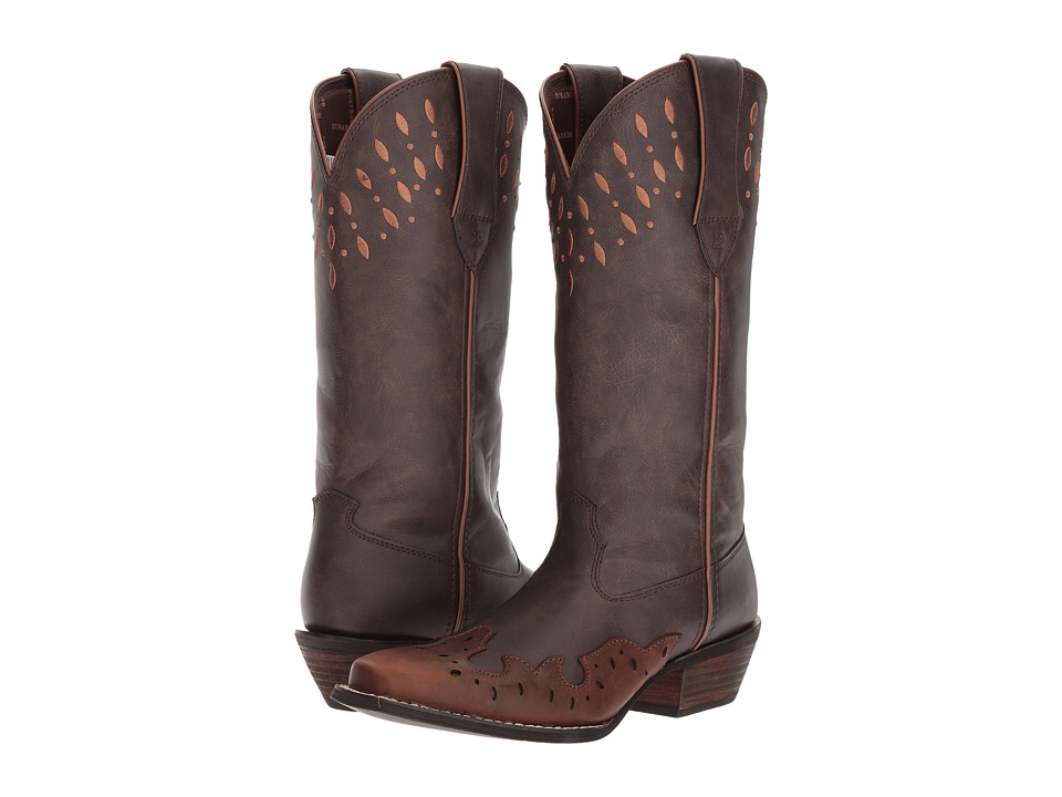 Durango Crush 13 Laser Cut (Dark Brown/Carmel) Cowboy Boots