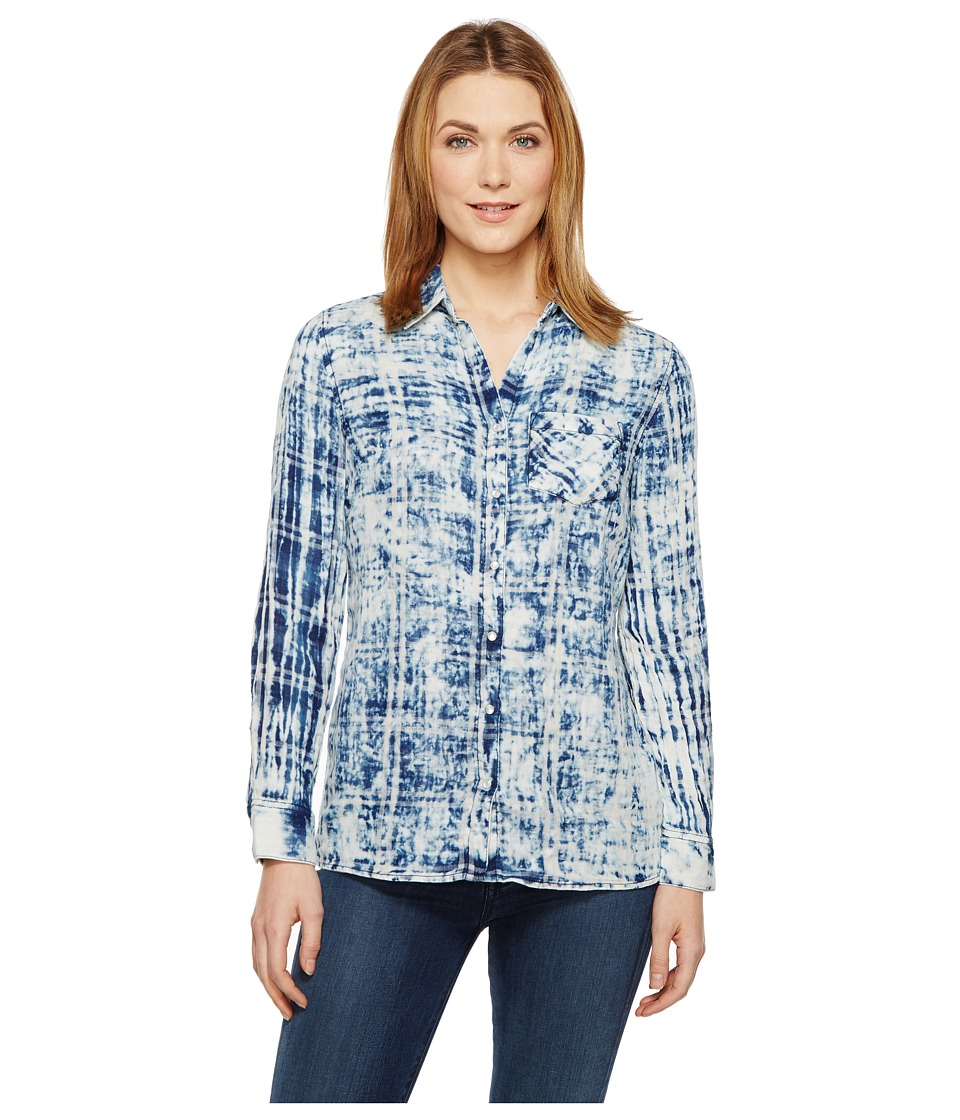 Tribal Cotton Gauze Shirt with Patch Pocket (Indigo) Women