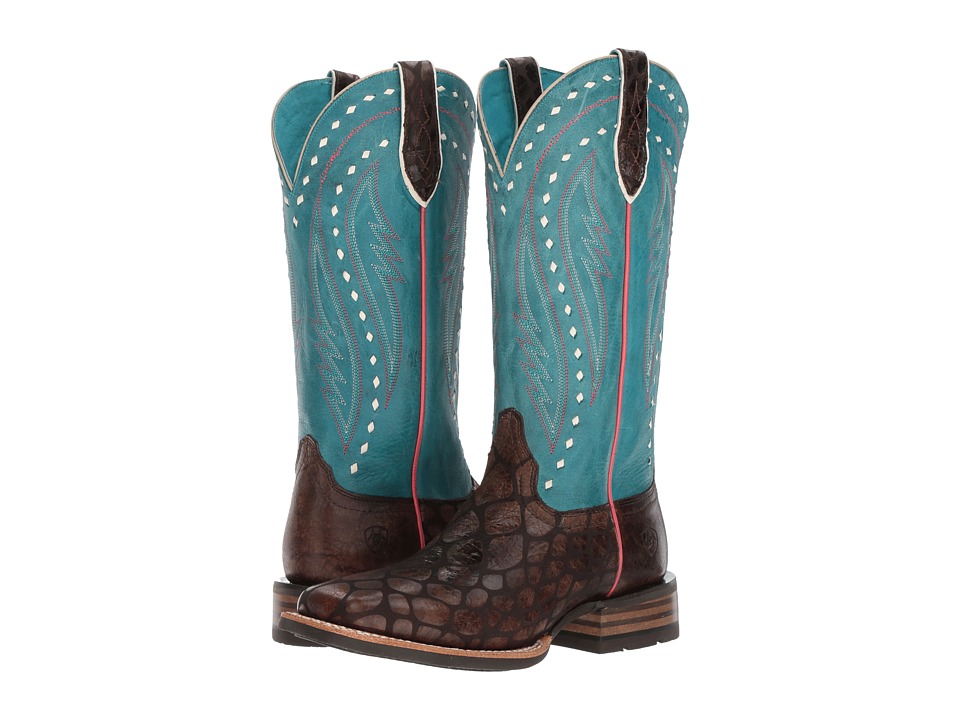 Ariat Callahan (Chocolate Anaconda Print/Washed Teal) Cowboy Boots