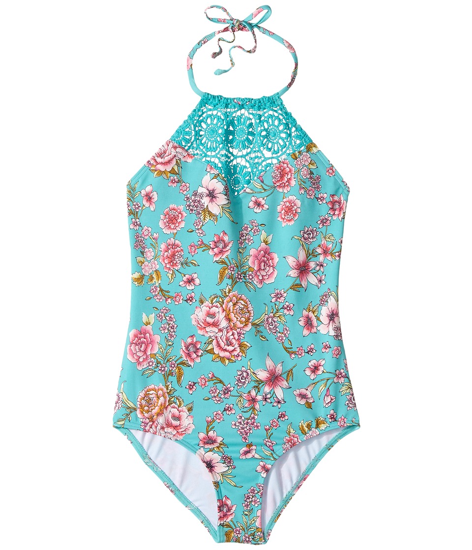 Billabong Kids Blooming Beauty One-Piece (Little Kids/Big Kids) (Tiki Turquoise) Girl