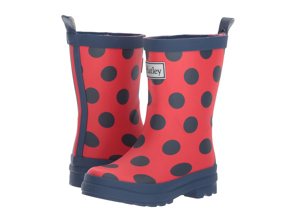 Hatley Kids Polka Dots on Red Rain Boots (Toddler/Little Kid) (Red) Girls Shoes