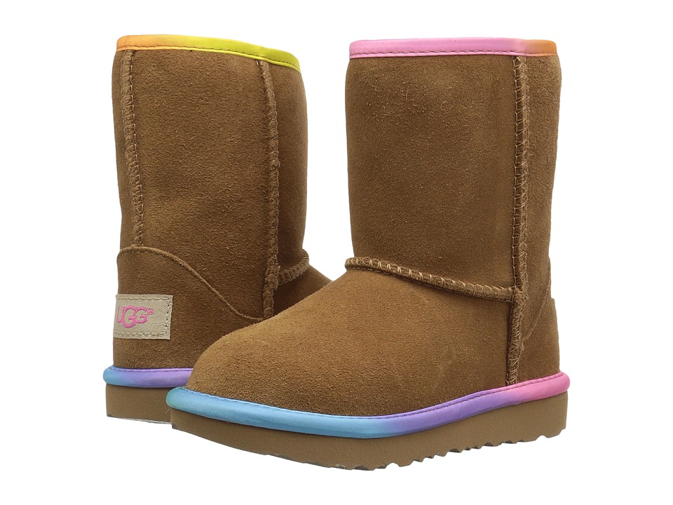 UGG Kids Classic Short II Rainbow (Toddler/Little Kid) (Chestnut) Girls Shoes
