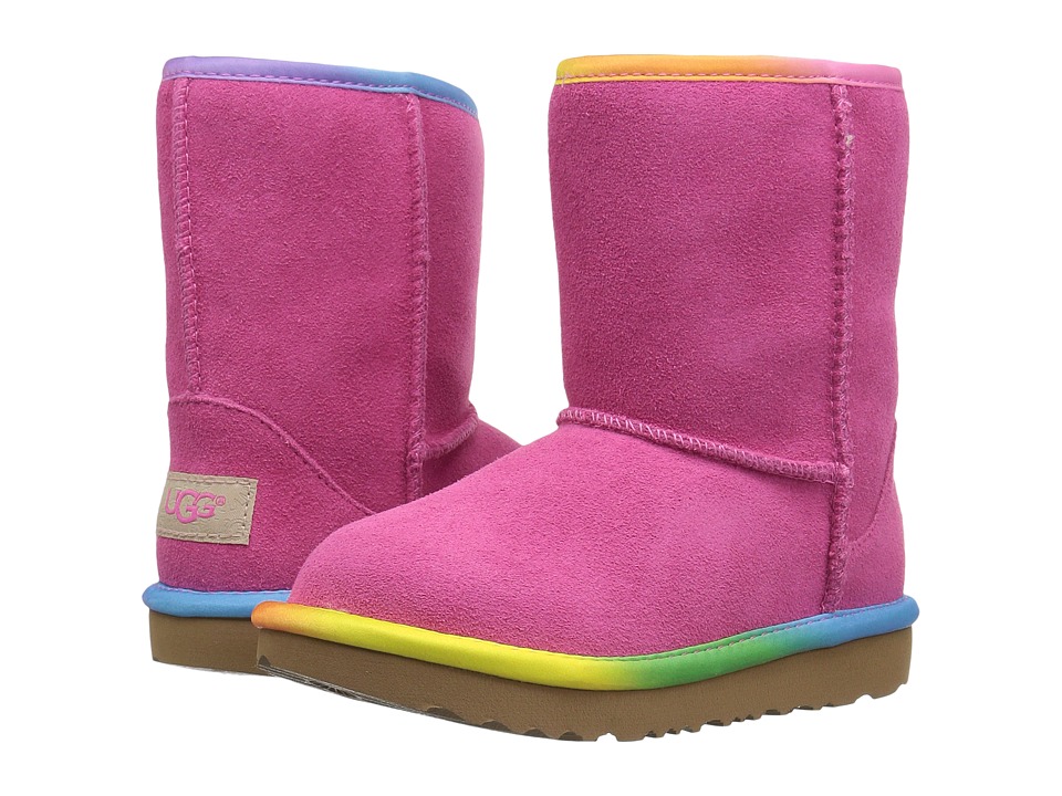 UGG Kids Classic Short II Rainbow (Toddler/Little Kid) (Pink Azalea) Girls Shoes