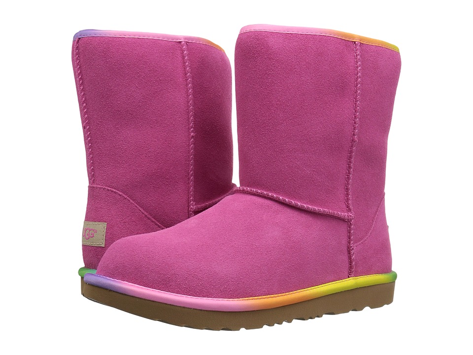 UGG Kids Classic Short II Rainbow (Little Kid/Big Kid) (Pink Azalea) Girls Shoes