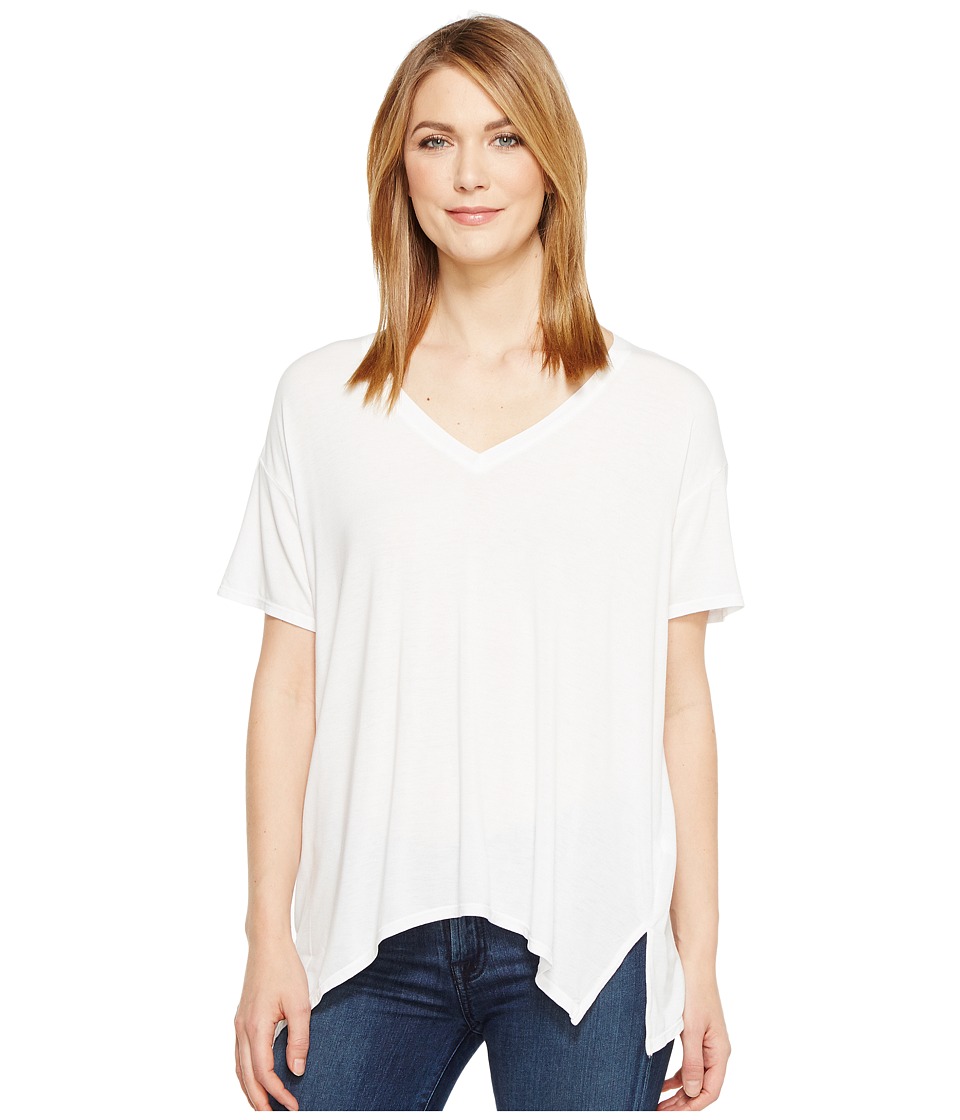 Michael Stars Jersey Lycra Short Sleeve V-Neck Top (White) Women