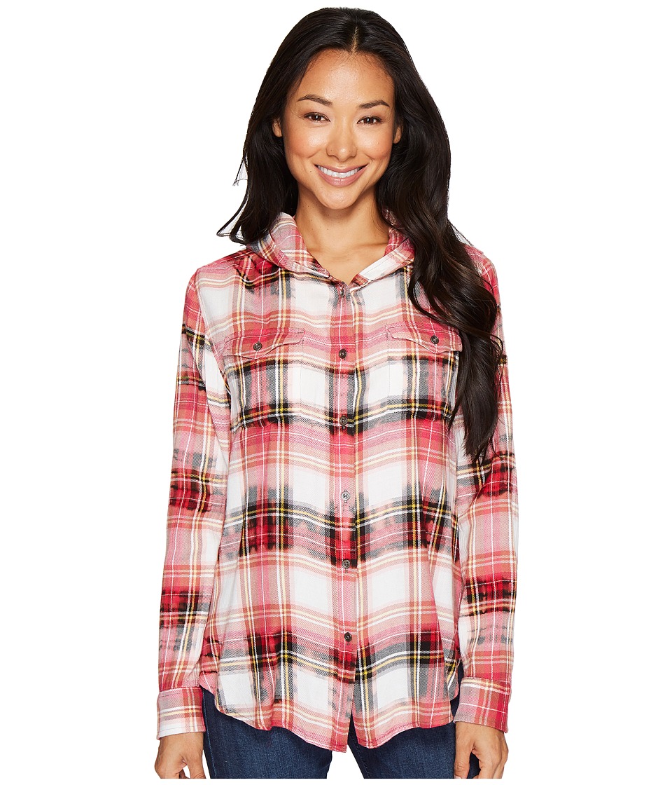 Jag Jeans Shandie Hoodie in Yard Dye Cotton Rayon Plaid (Red Tartan Plaid) Women